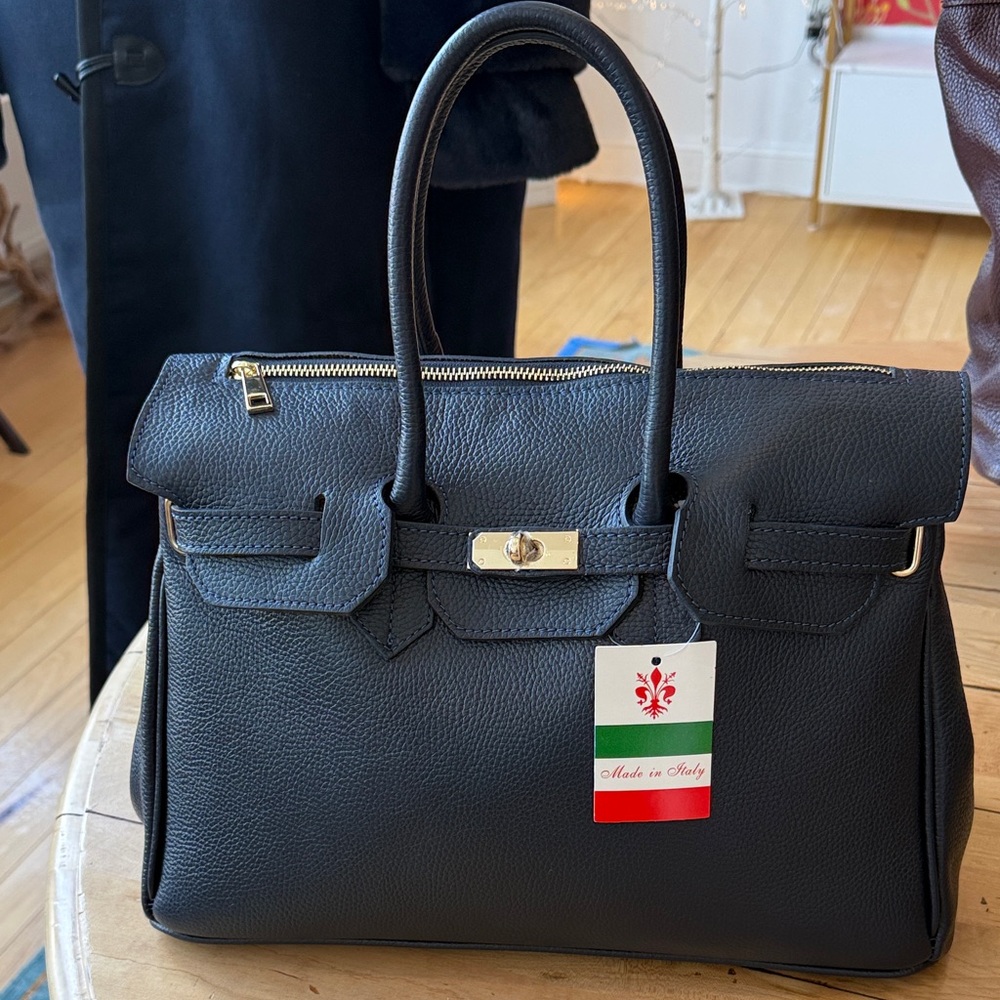 Elegant Navy Birki Bag Satchel Made in Italy
